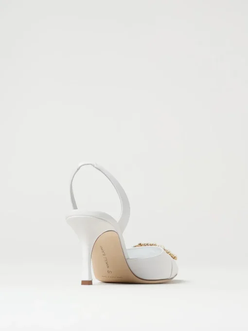 Slingback Manolo Blahnik in seta con fibbia gioiello