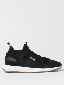 Sneakers Boss in maglia stretch e camoscio