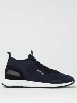 Sneakers Boss in maglia stretch e camoscio