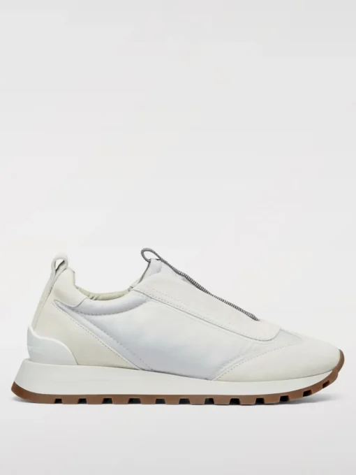 Sneakers Brunello Cucinelli in camoscio e nylon con monile