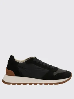 Sneakers Brunello Cucinelli in camoscio e nylon con monile
