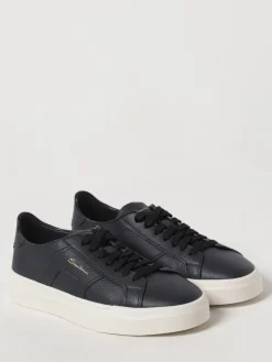 Sneakers Double Buckle Santoni in pelle a grana