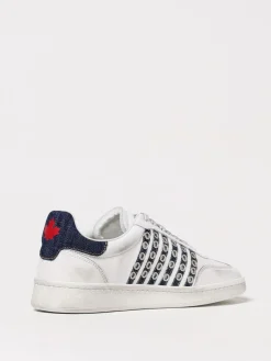 Sneakers Eyelet Dsquared2 in pelle e denim used con occhielli