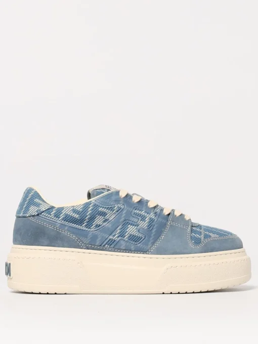 Sneakers Match Fendi in camoscio e misto cotone con FF jacquard