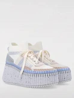 Sneakers Nama Wedge Chloè in maglia e camoscio