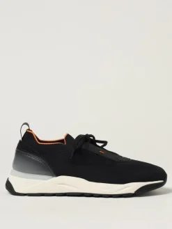 Sneakers Santoni in maglia stretch e pelle