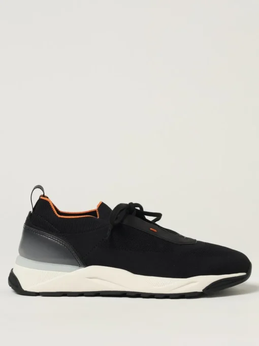 Sneakers Santoni in maglia stretch e pelle
