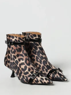 Stivaletto Ganni in viscosa stampa animalier