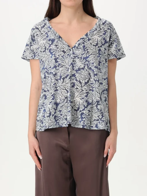 T-shirt a v Maliparmi in cotone paisley