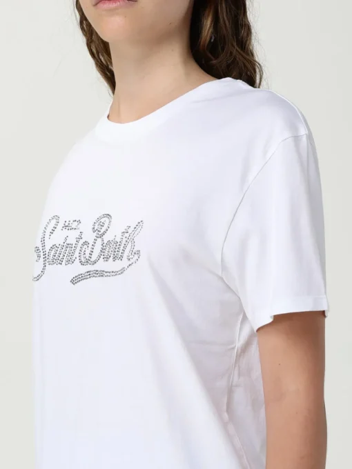 T-shirt basic MC2 Saint Barth in cotone con logo di strass