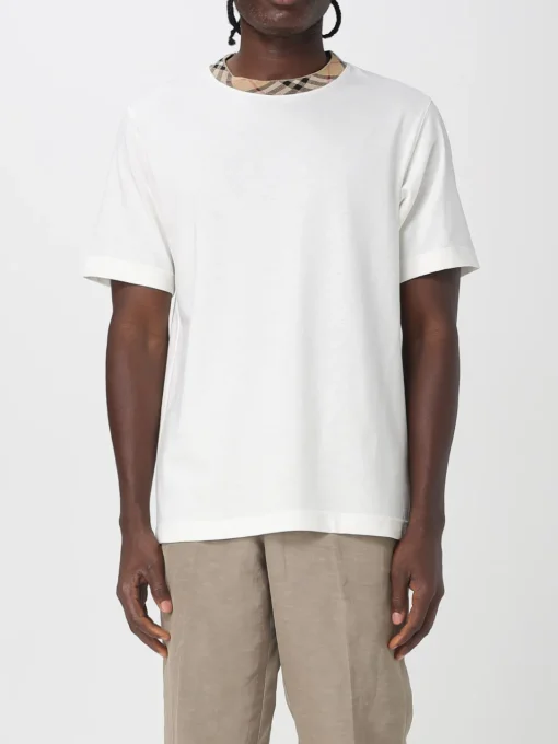 T-shirt Burberry in cotone con dettaglio Check