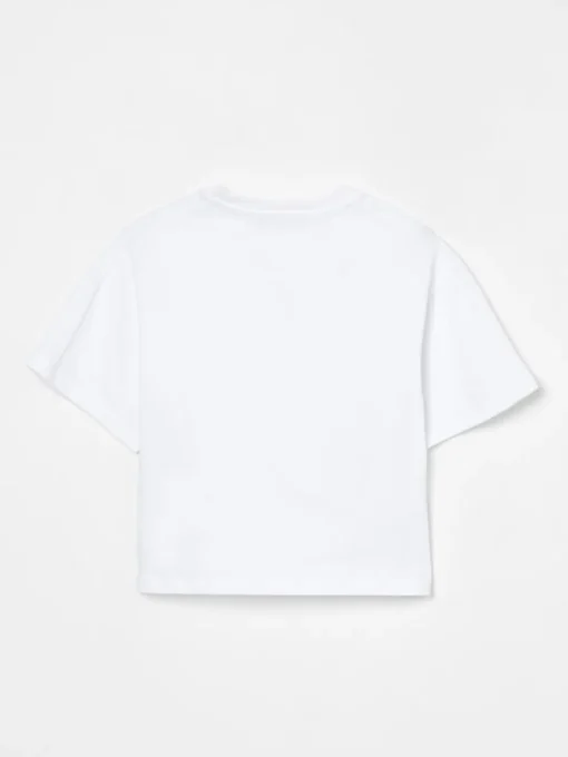 T-shirt crop in cotone con mini logo Dkny