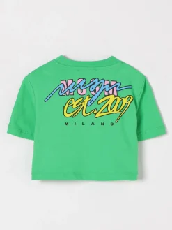 T-shirt crop stampata in cotone MSGM Kids