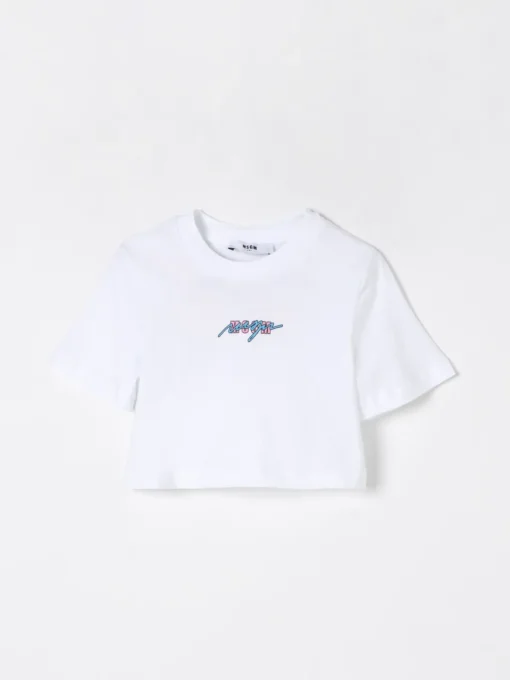 T-shirt crop stampata in cotone MSGM Kids