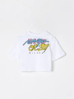 T-shirt crop stampata in cotone MSGM Kids