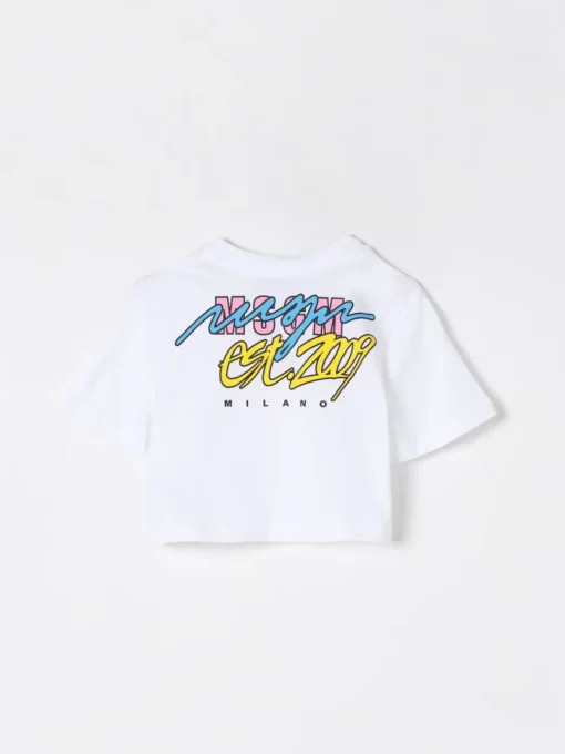 T-shirt crop stampata in cotone MSGM Kids
