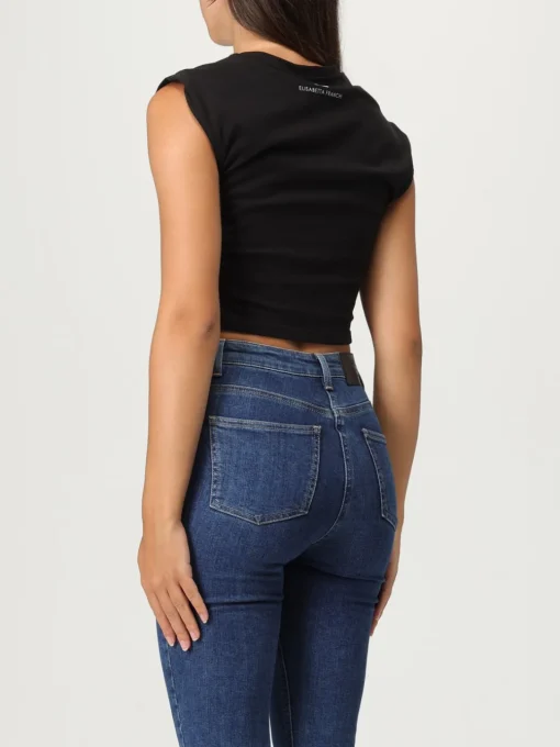 T-shirt cropped Elisabetta Franchi in cotone con monogram