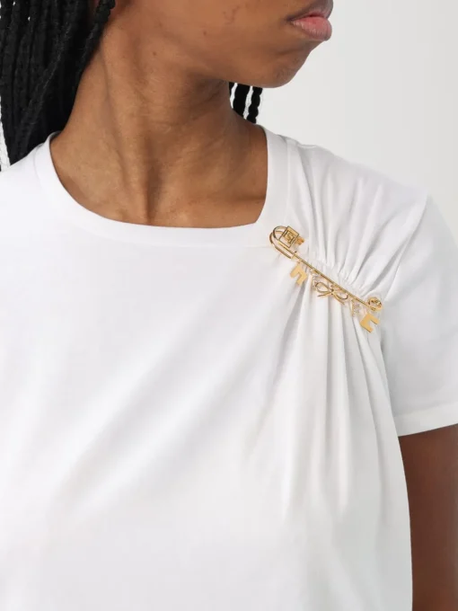 T-shirt Elisabetta Franchi in cotone con spilla