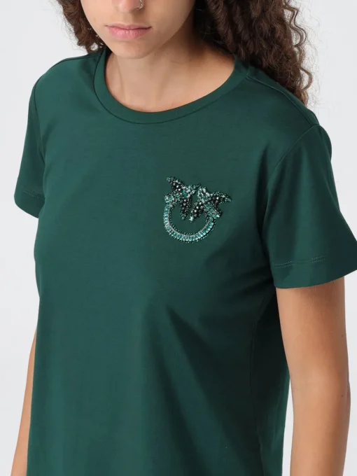 T-shirt in cotone con logo Love Birds Pinko