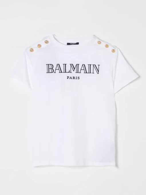 T-shirt in cotone con logo Balmain