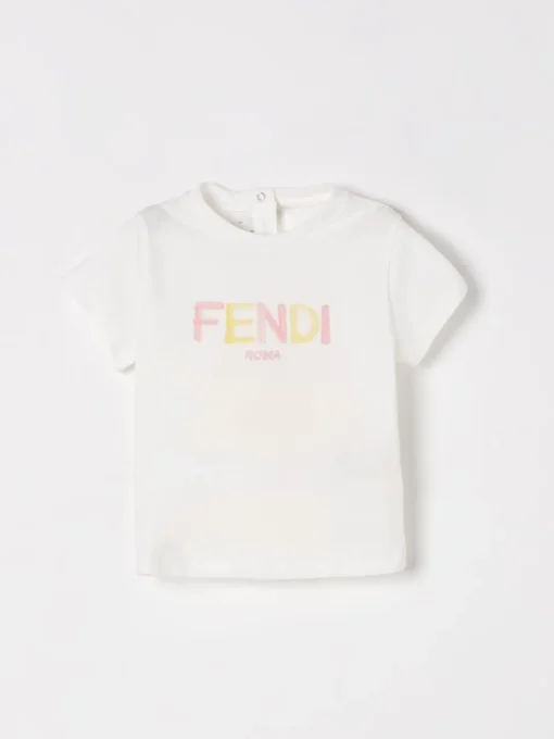 T-shirt in cotone con logo bicolor Fendi