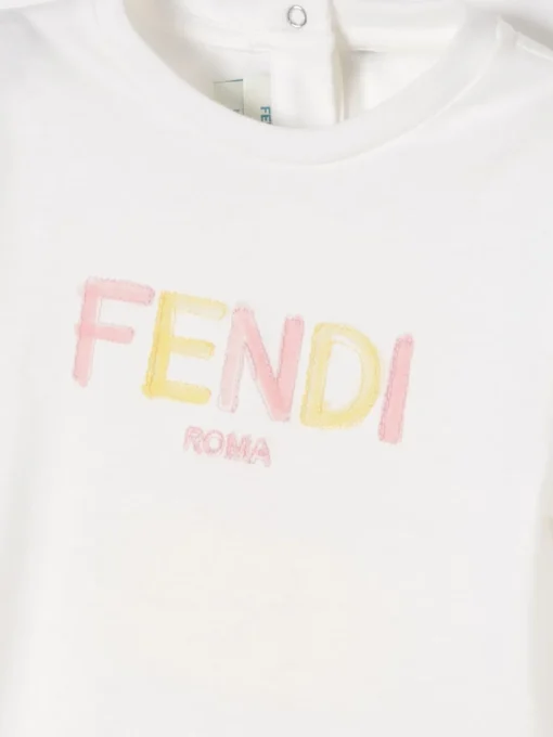 T-shirt in cotone con logo bicolor Fendi