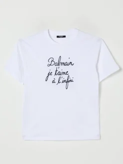 T-shirt in cotone con logo Balmain