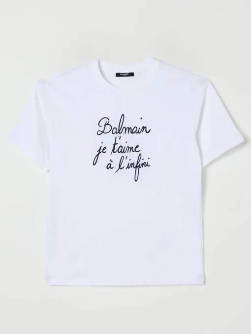 T-shirt in cotone con logo Balmain