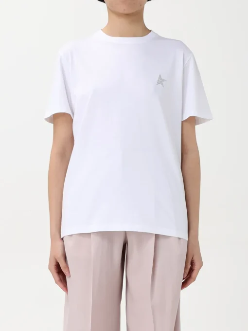 T-shirt in cotone con mini logo Golden Goose
