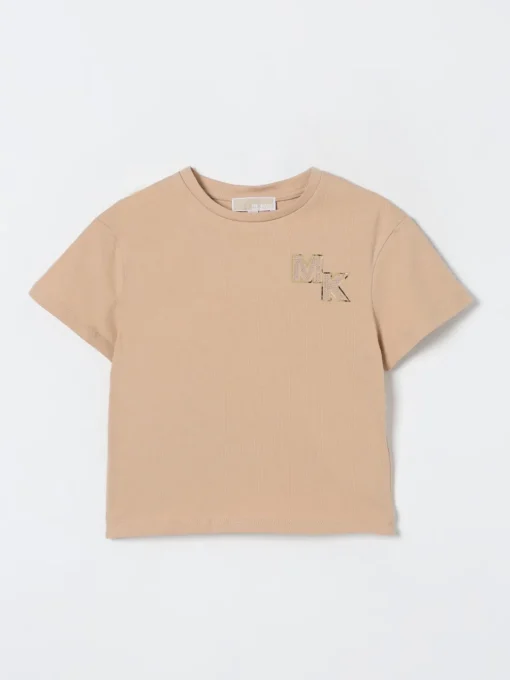 T-shirt in cotone con monogramma MK di strass Michael Kors