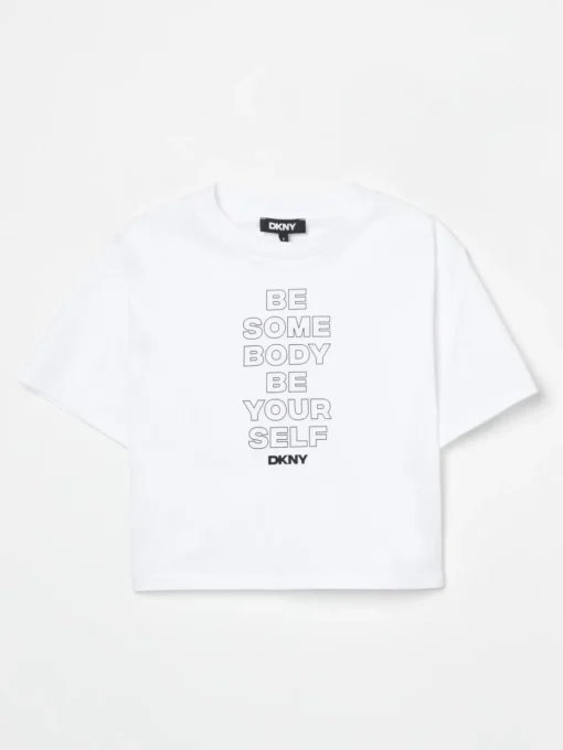 T-shirt in cotone con slogan Dkny