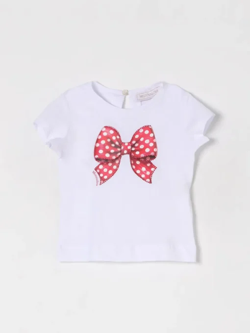 T-shirt in cotone con stampa fiocco Monnalisa