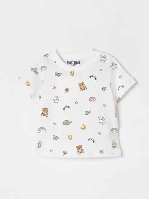 T-shirt in cotone con stampa Teddy all-over Moschino