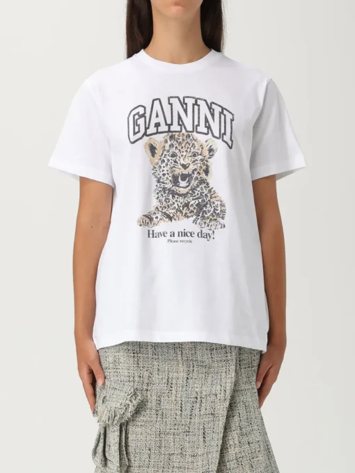 T-shirt in cotone con stampa animali Ganni