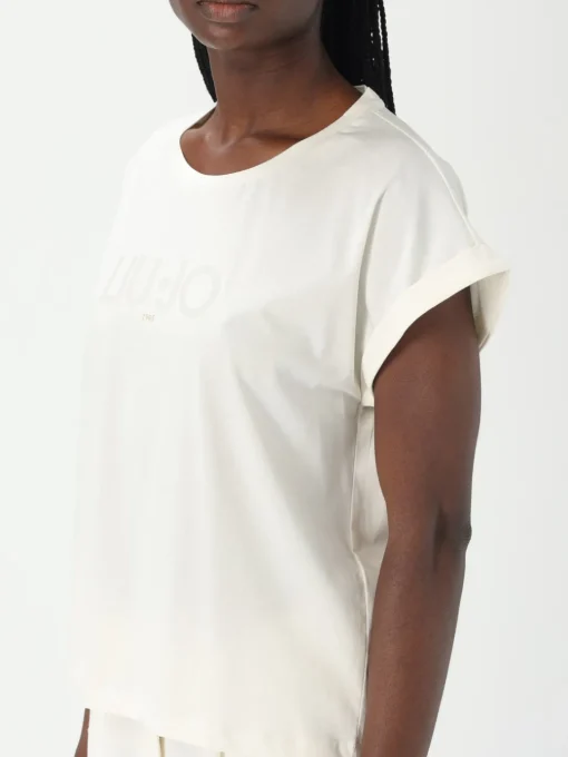 T-shirt in cotone stretch con logo Liu Jo