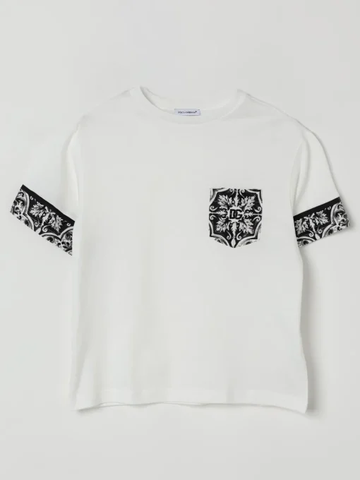 T-shirt in jersey con stampa maiolica Dolce & Gabbana