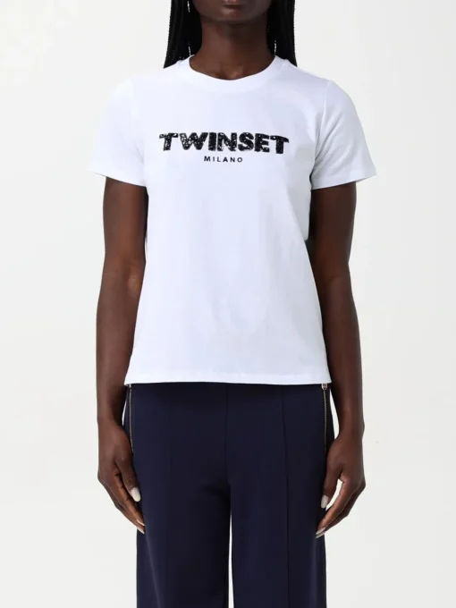 T-shirt Twinset in cotone con logo gioiello