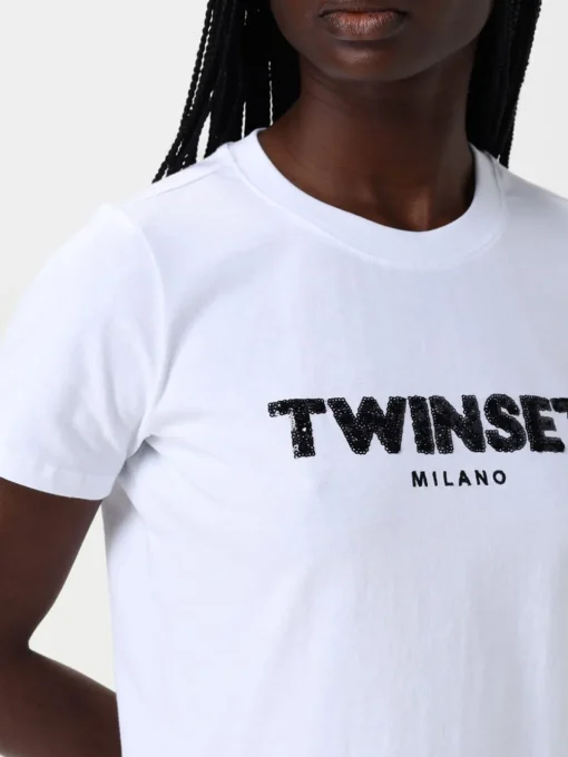 T-shirt Twinset in cotone con logo gioiello
