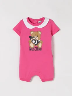 Tuta corta in cotone con logo Teddy Moschino