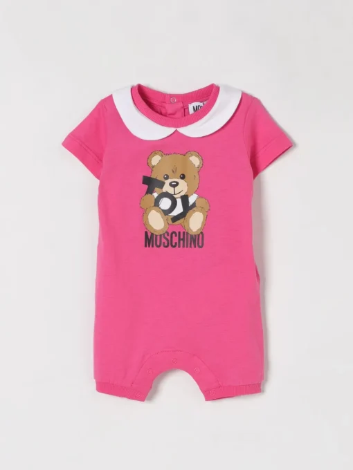 Tuta corta in cotone con logo Teddy Moschino