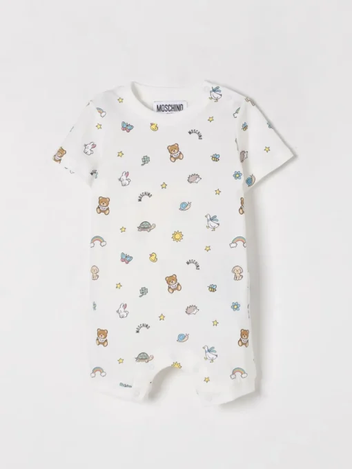Tuta corta in cotone con stampa Teddy Moschino