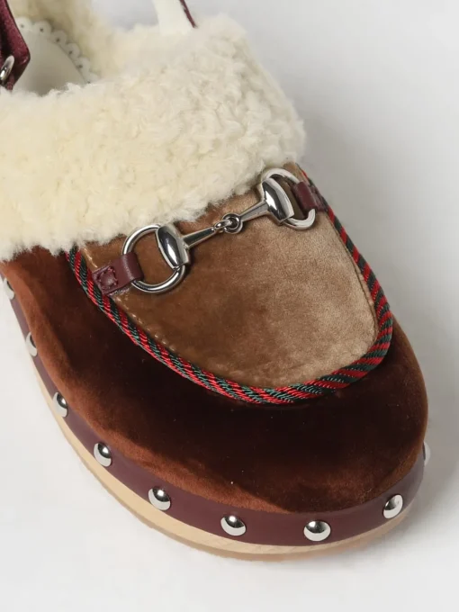 Zoccolo Gucci in velluto e lana con morsetto