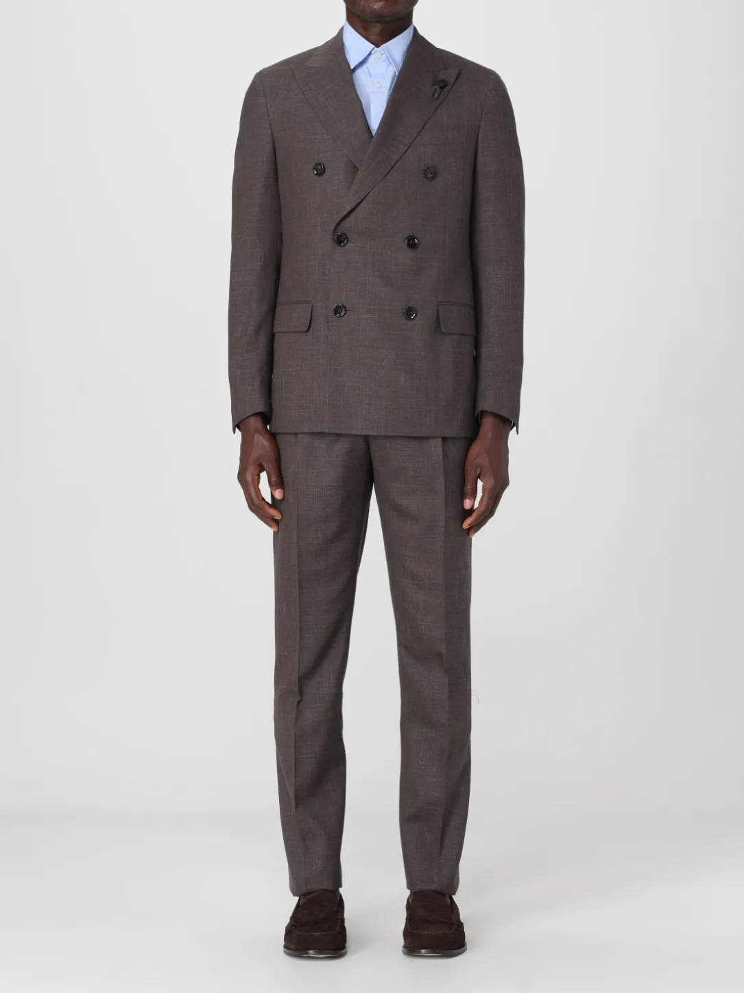 Abito a doppiopetto in lana e seta Lardini