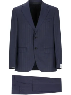 Abito a monopetto gessato in lana Caruso