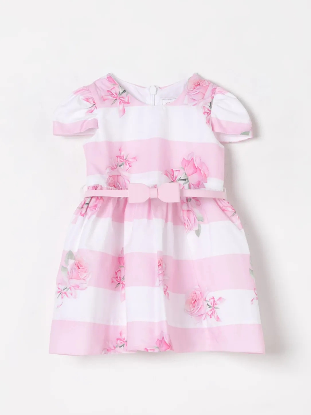 Abito a righe con stampa floreale Monnalisa