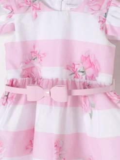 Abito a righe con stampa floreale Monnalisa