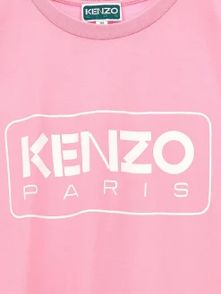 Abito a t-shirt in cotone con logo Kenzo Kids