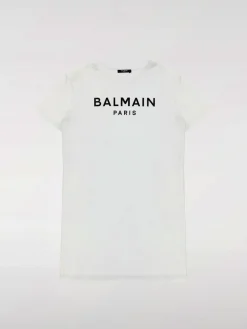 Abito a t-shirt in cotone con logo Balmain