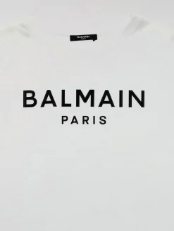 Abito a t-shirt in cotone con logo Balmain