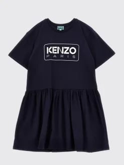Abito a t-shirt in cotone con logo Kenzo Kids